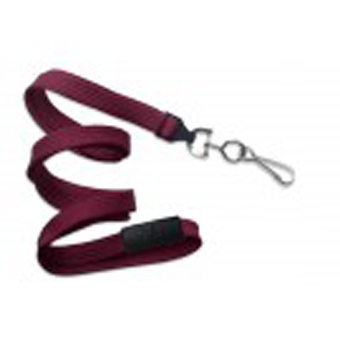 BRADY PEOPLE, STANDARD LANYARD, MAROON, 3/8 INCH FLAT WOVEN, BREAK-AWAY, WITH NICKEL PLATED STEEL SWIVEL HOOK, MOQ 100, PRICED PER BAG